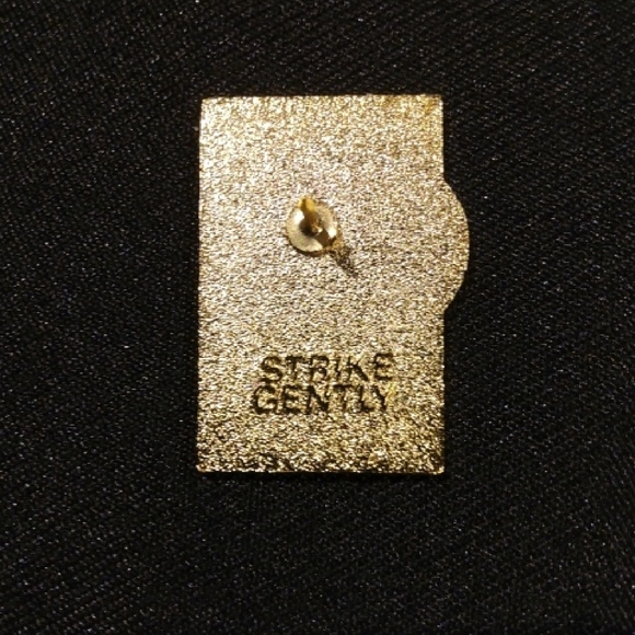 Skeleten Hand Booty Pin Pin Up Lingerie Gold and White Enamel Pin - Picture 3 of 3